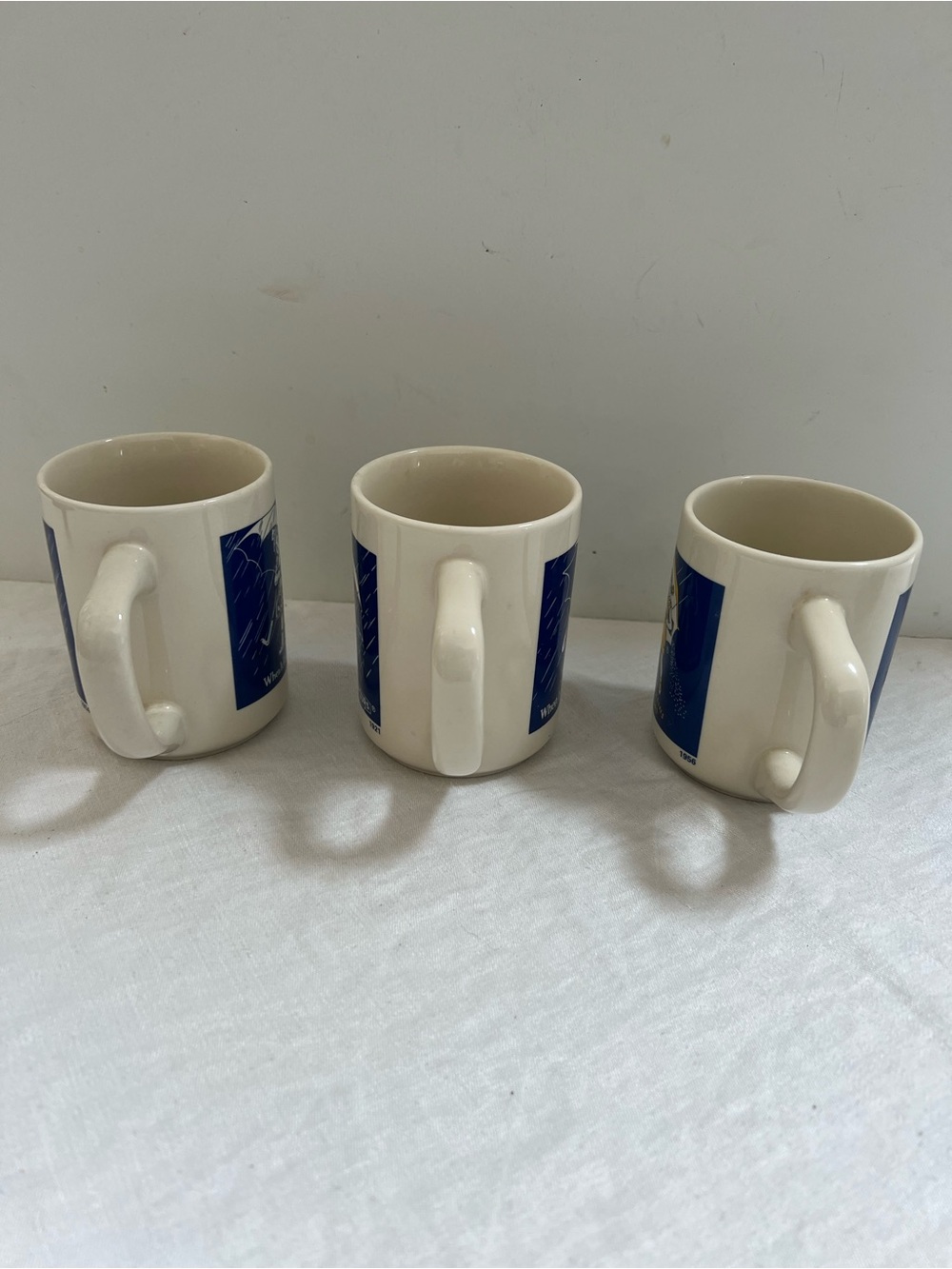 Morton Salt Coffee Cup Mugs (3) 1914 1921 1956 When It Rains It Pours Umbrella - Picture 2 of 10